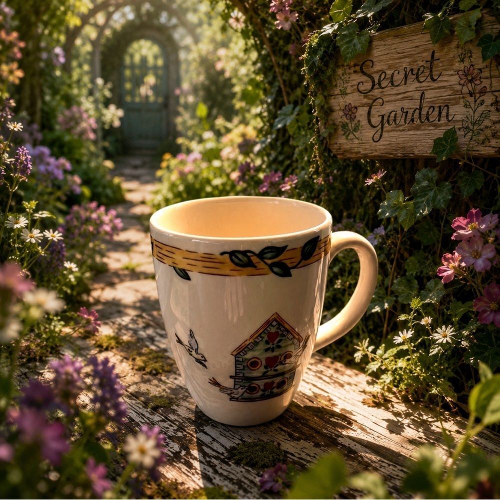 THOMSON POTTERY BIRDHOUSE COFFEE MUG